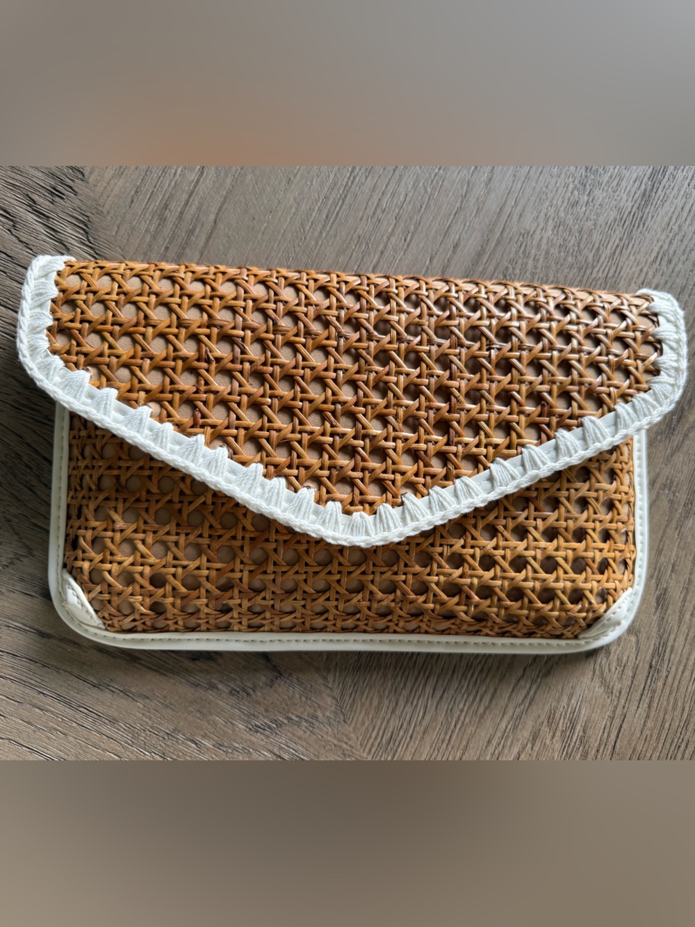 NEW! Lilly Pulitzer St. Barts Woven Rattan Clutch and Crossbody with White Trim